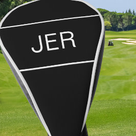 Black | Personalized Monogram Initials Modern ゴルフヘッドカバー