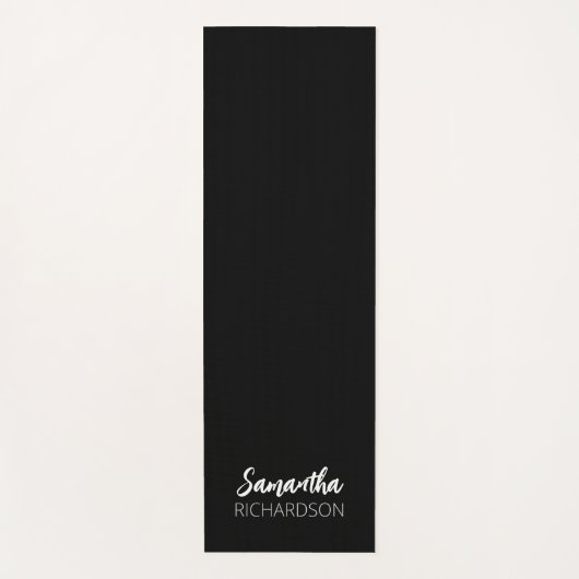 Black Personalized Monogram Name ヨガマット (正面)