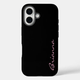 Black Personalized Name Pink Text  iPhone 16ケース