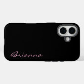 Black Personalized Name Pink Text Case-Mate iPhoneケース (裏面 (横))