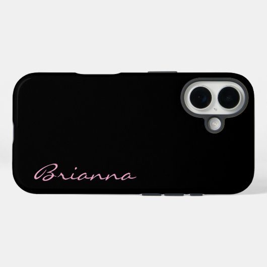 Black Personalized Name Pink Text  Case-Mate iPhoneケース (裏面 (横))