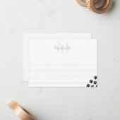 Black Pet Paw Prints Monogram With Lines  ノートカード (正面/裏面インサイチュ)