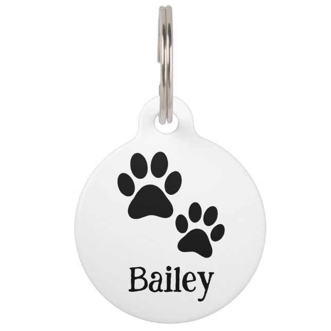 Black Pet Paw Simple (Bailey) ペット　ネームタグ (正面)