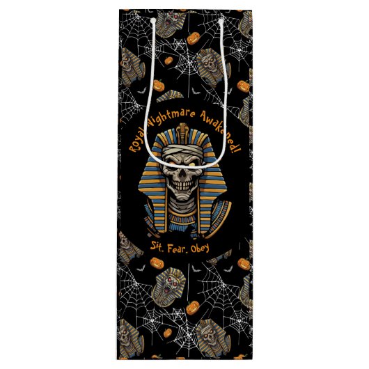 🖤 Black Pharaoh Mummy Gift Bag 🎃👑 ワインギフトバッグ (正面)
