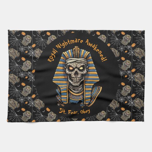 🖤 Black Pharaoh Mummy Kitchen Towel 🎃 キッチンタオル (横)