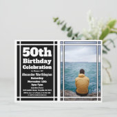 Black Photo 50th Birthday Partyへの招待 招待状 (スタンド正面)