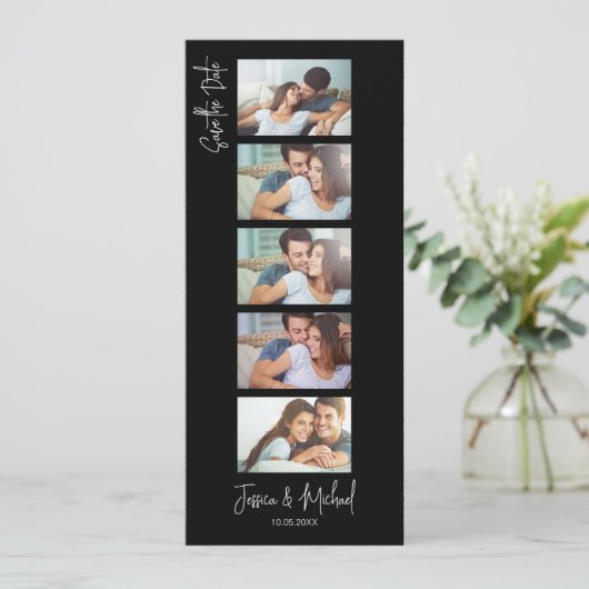 Black Photo Booth Bookmark w QR code Wedding (スタンド正面)