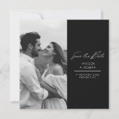 Black | Photo Chic Flat Wedding Save The Date Card セーブザデート (正面)