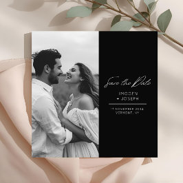Black | Photo Chic Flat Wedding Save The Date Card セーブザデート
