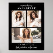 Black Photo Collage Graduation Party Sign ポスター (正面)
