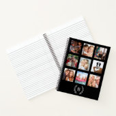 Black photo collage monogrammed modern diary ノートブック (内部)