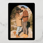 Black Photo Collage Wedding Save the Date Gold 箔招待状 (裏面)