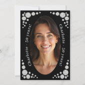 Black photo diamonds birthday 招待状 (正面)