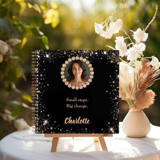 Black photo diamonds inspirational quote ノートブック