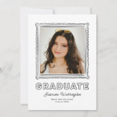 Black Photo Doodle Graduation Invite Announcement 招待状 (正面)