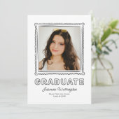 Black Photo Doodle Graduation Invite Announcement 招待状 (スタンド正面)