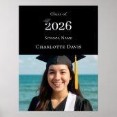 Black photo modern Graduation Party welcome ポスター (正面)