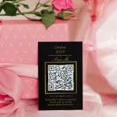 Black | Photo Online RSVP QR Code Wedding エンクロージャーカード