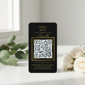 Black | Photo Online RSVP QR Code Wedding エンクロージャーカード