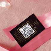 Black | Photo Online RSVP QR Code Wedding エンクロージャーカード