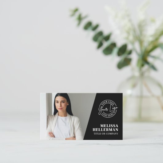 Black Photo QR Code Logo 名刺 (スタンド正面)