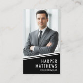 Black Photo QR Code Logo Vertical 名刺 (正面)