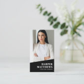 Black Photo QR Code Logo Vertical 名刺 (スタンド正面)