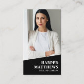 Black Photo QR Code Logo Vertical 名刺 (正面)