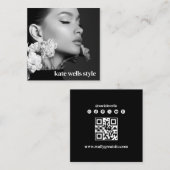 Black Photo Social Media Networking Icons スクエア名刺 (正面/裏面)