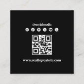 Black Photo Social Media Networking Icons スクエア名刺 (裏面)