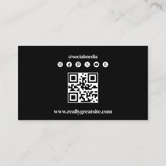 Black Photo Social Media Networking Icons 名刺 (裏面)