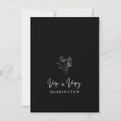 Black Photo Typography MR & MRS Wedding Bouquet  サンキューカード (裏面)