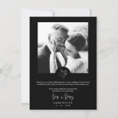 Black Photo Typography MR & MRS Wedding Bouquet  サンキューカード (正面)