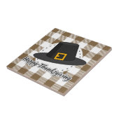 Black Pilgrim Hat on Brown Plaid - Thanksgiving タイル (側面)