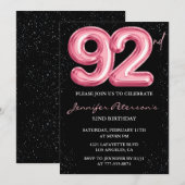 Black Pinkバルーングラムギターター 92歳の誕生日 招待状 (正面/裏面)