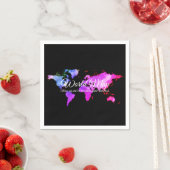Black Pink マップ グローブ 旅行代理店 スタンダードカクテルナプキン (インサイチュ)