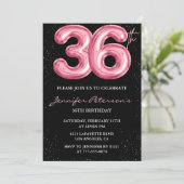 Black Pink 36歳の誕生日招待状 風船ゴージャス 招待状 (スタンド正面)