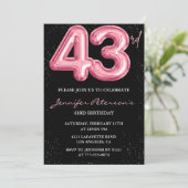 Black Pink 43歳の誕生日招待状 風船ゴージャス 招待状 (スタンド正面)