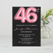 Black Pink 46歳の誕生日招待状 風船の華やかさ 招待状 (スタンド正面)