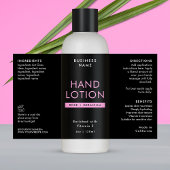 Black & Pink 4 OZ Cosmetic Bottle Wrapper Label 長方形シール