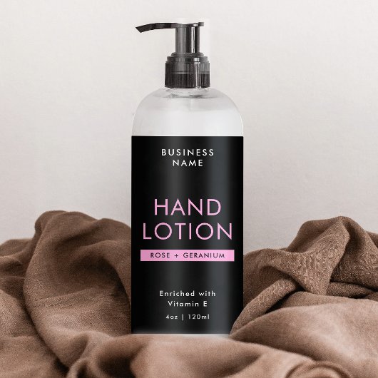 Black & Pink 4 OZ Cosmetic Bottle Wrapper Label 長方形シール