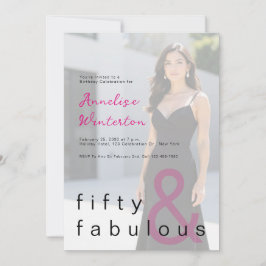 Black Pink 50 and Fabulous 50th Birthday Party 招待状