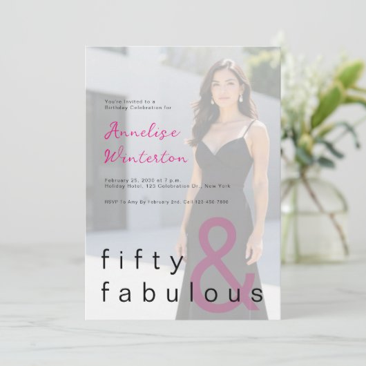 Black Pink 50 and Fabulous 50th Birthday Party 招待状 (スタンド正面)