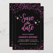 Black Pink 51st birthday invitation日付を保存 招待状 (正面/裏面)