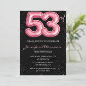 Black Pink 53歳の誕生日招待状 バルーン・グラム 招待状 (スタンド正面)