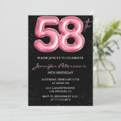 Black Pink 58歳の誕生日招待状 風船ゴージャス 招待状 (スタンド正面)