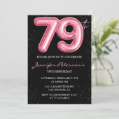 Black Pink 79歳の誕生日招待状 バルーン・グラム 招待状 (スタンド正面)