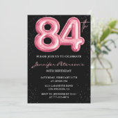 Black Pink 84歳の誕生日招待状 風船の華やかさ 招待状 (スタンド正面)