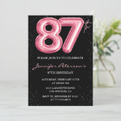 Black Pink 87歳の誕生日招待状 バルーン・グラム 招待状 (スタンド正面)