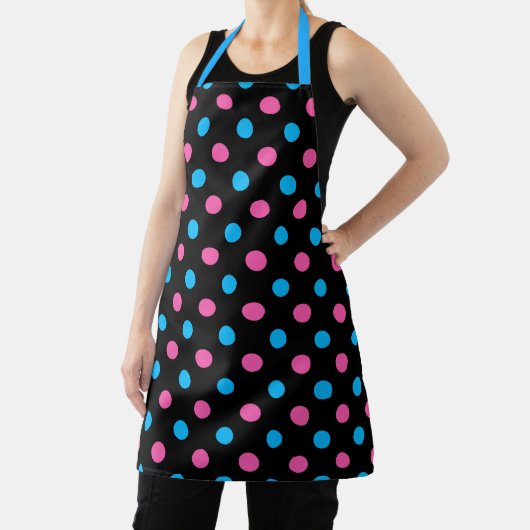 Black Pink Blue Polka Dot Pattern エプロン (インサイチュ)
